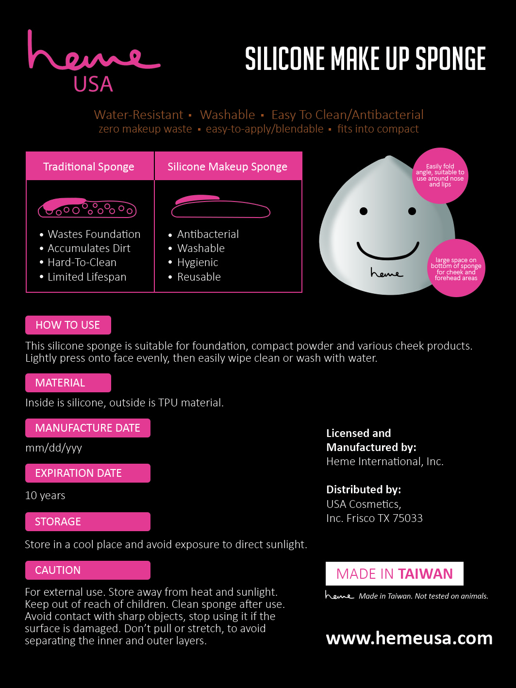 Heme Silicone Makeup Sponge USA Cosmetics